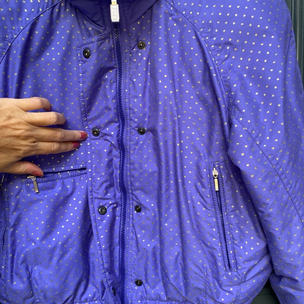 FERA Women’s Ski Coat Size 10 Purple Glitter Polka Dot Vintage 90s Snow Jacket - Picture 11 of 16